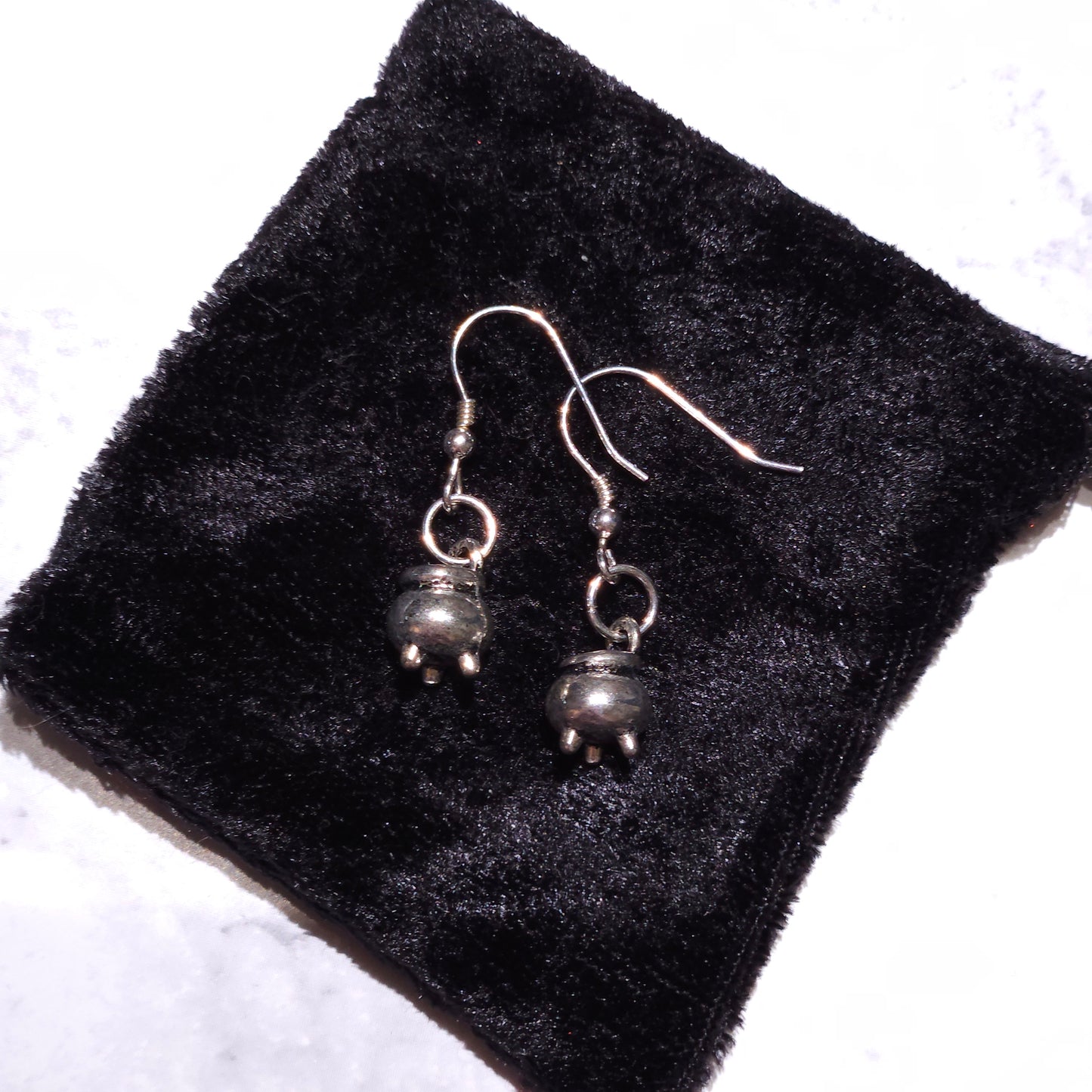 Silver Cauldron Charm Earrings | Witchy Occult Jewelry | Rose and Shadow