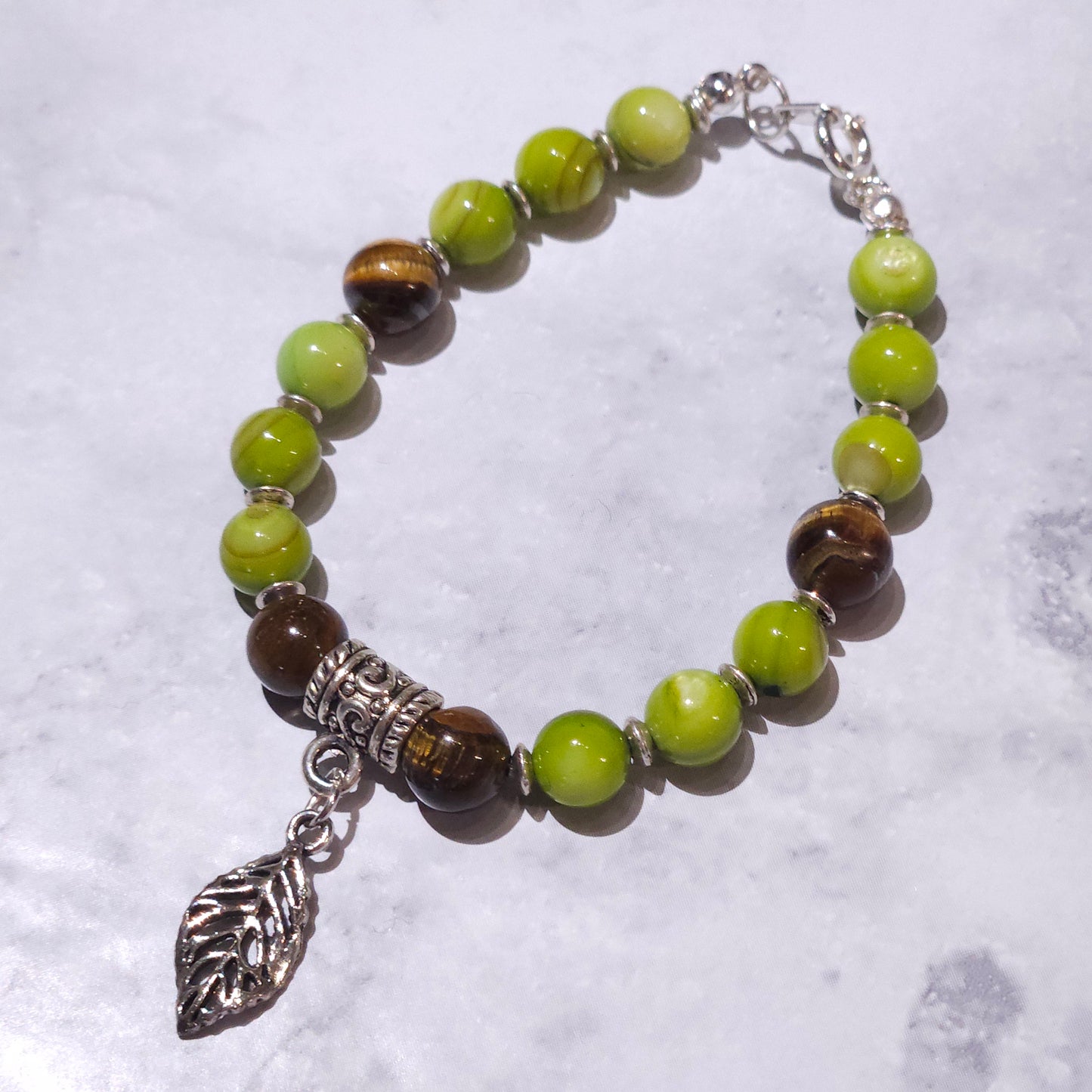 Whimsical Forest Charm Bracelet with Natural Tiger's Eye Gemstone | Rose and Shadow