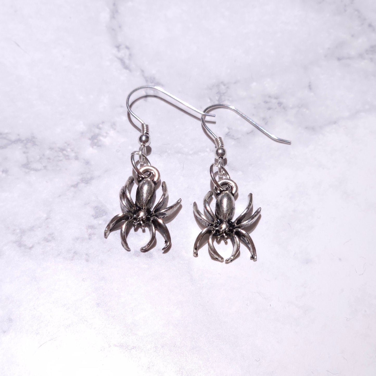 Silver Spider Charm Earrings | Witchy Occult Jewelry | Rose and Shadow