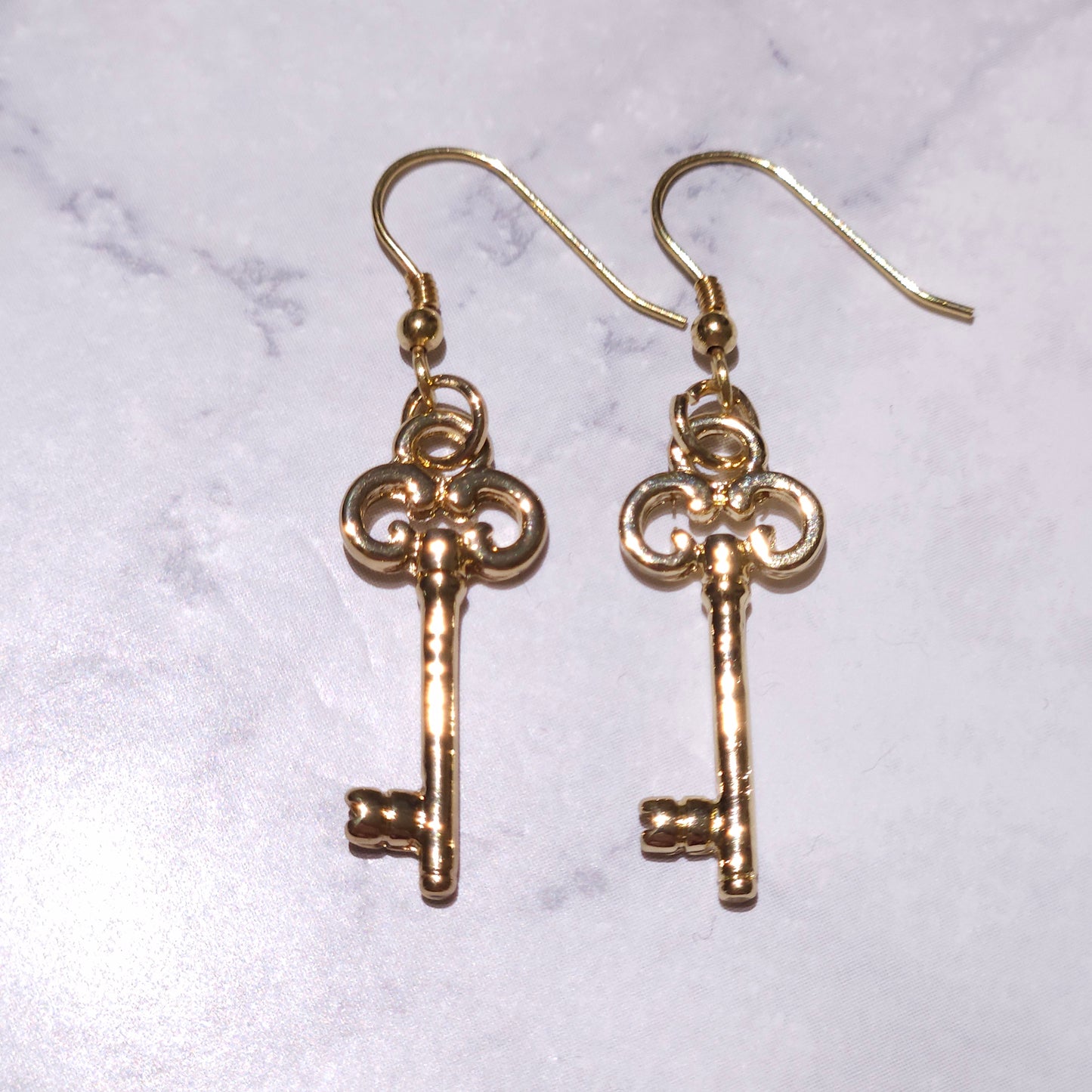 Gold Key Charm Earrings | Witchy Hecate Pagan Occult Jewelry | Rose and Shadow