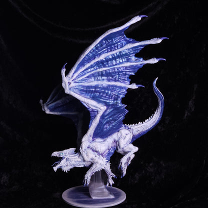 Adult White Dragon Miniature: Dnd, D&D, TTRPG Artist Painted Monster Model
