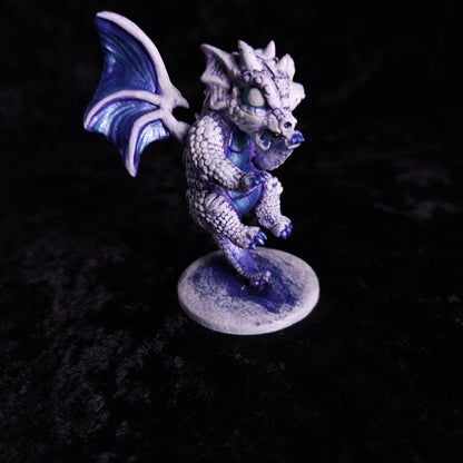 Baby White Dragon Miniature: Dnd, D&D, TTRPG Artist Painted Monster Model