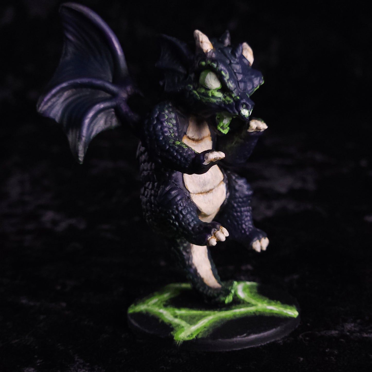 Baby Black Dragon Miniature: Dnd, D&D, TTRPG Artist Painted Monster Model