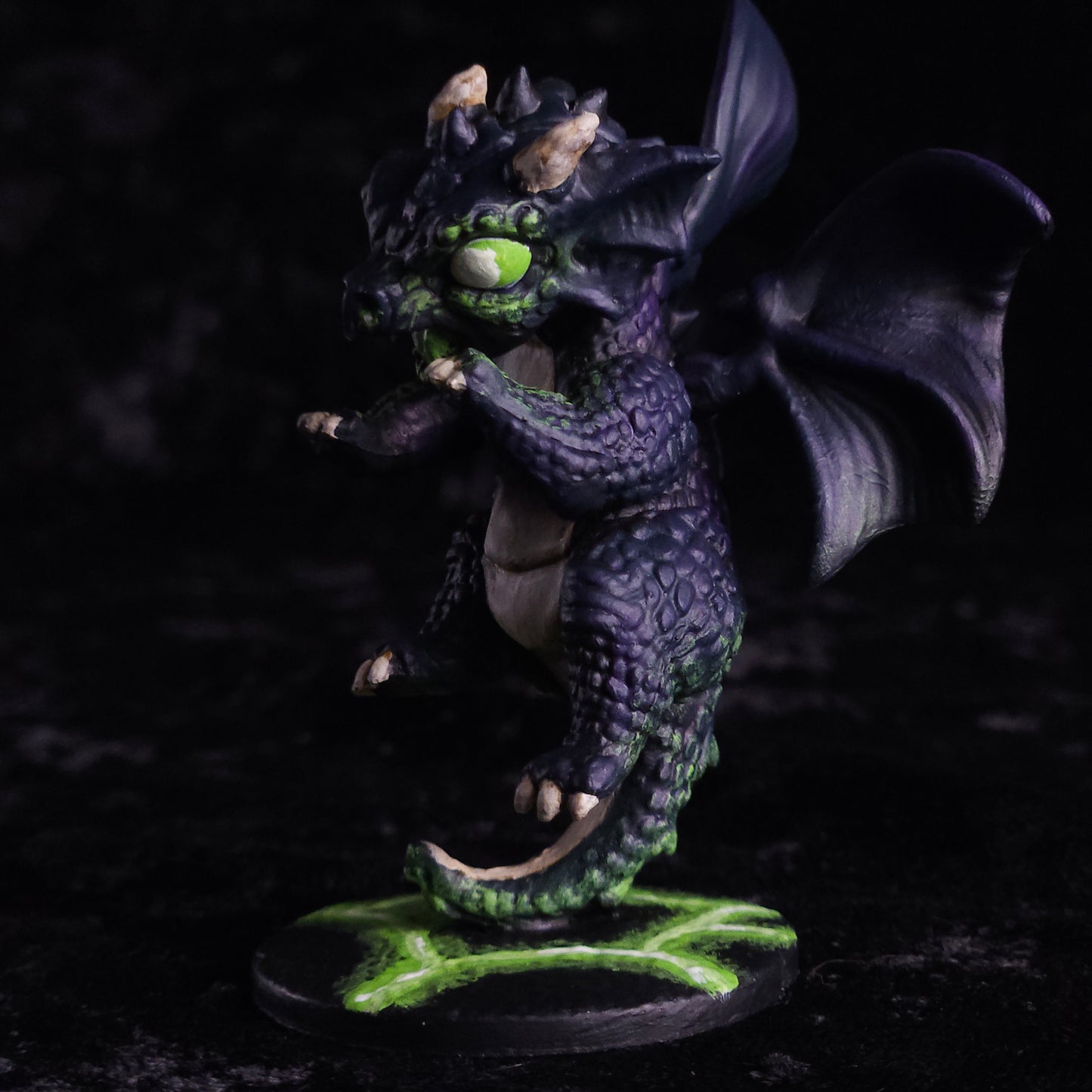 Baby Black Dragon Miniature: Dnd, D&D, TTRPG Artist Painted Monster Model