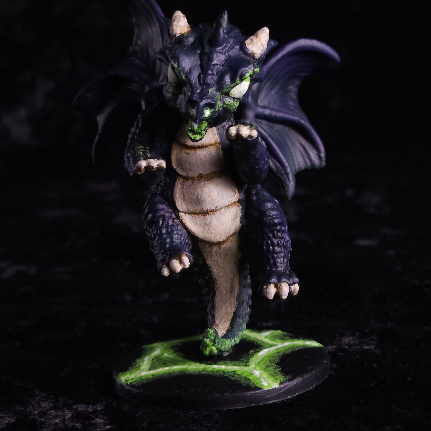 Baby Black Dragon Miniature: Dnd, D&D, TTRPG Artist Painted Monster Model