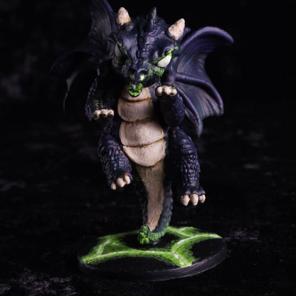 Baby Black Dragon Miniature: Dnd, D&D, TTRPG Artist Painted Monster Model