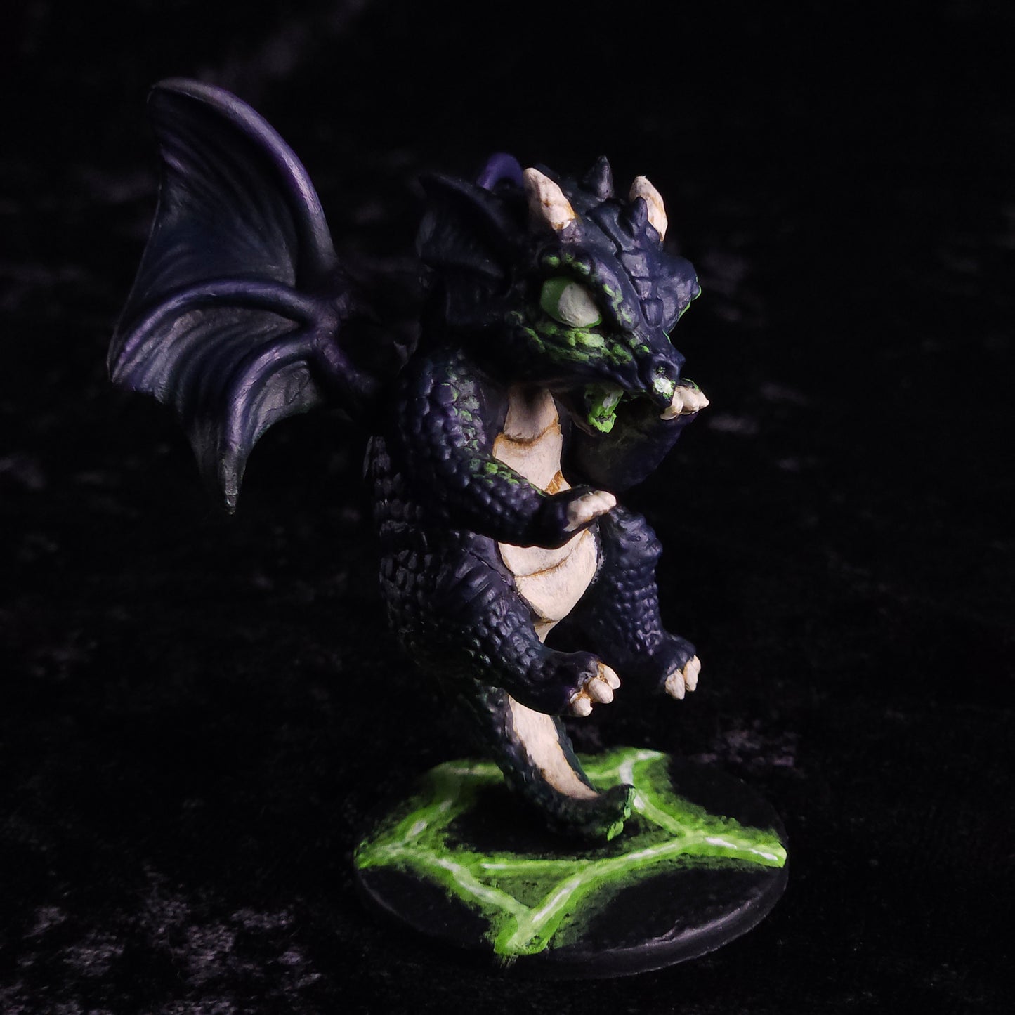 Baby Black Dragon Miniature: Dnd, D&D, TTRPG Artist Painted Monster Model