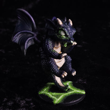 Baby Black Dragon Miniature: Dnd, D&D, TTRPG Artist Painted Monster Model
