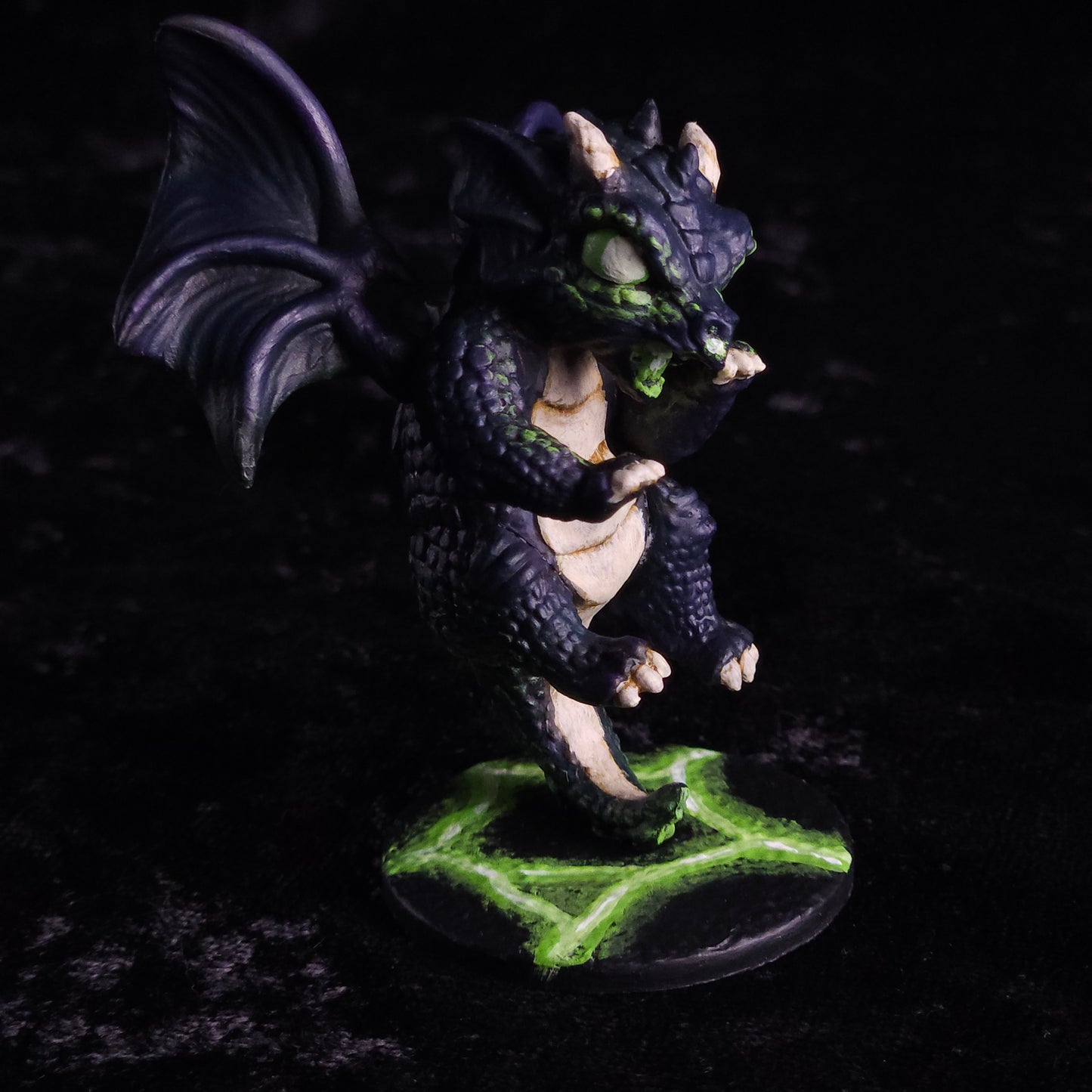 Baby Black Dragon Miniature: Dnd, D&D, TTRPG Artist Painted Monster Model