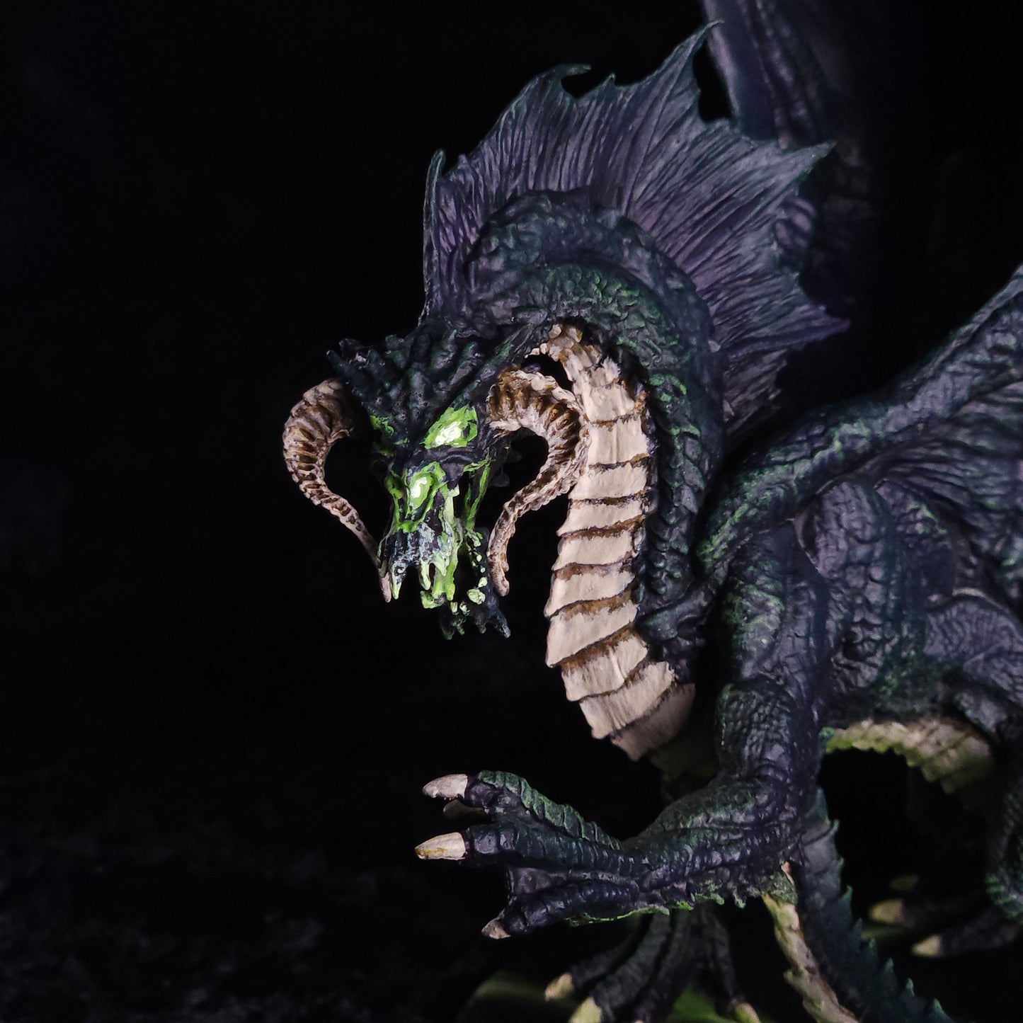 Adult Black Dragon Miniature: Dnd, D&D, TTRPG Artist Painted Monster Model