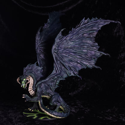 Adult Black Dragon Miniature: Dnd, D&D, TTRPG Artist Painted Monster Model