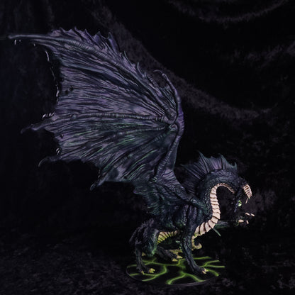 Adult Black Dragon Miniature: Dnd, D&D, TTRPG Artist Painted Monster Model