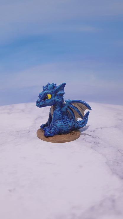 Baby Blue Dragon Miniature: Dnd, D&D, TTRPG Artist Painted Monster Model