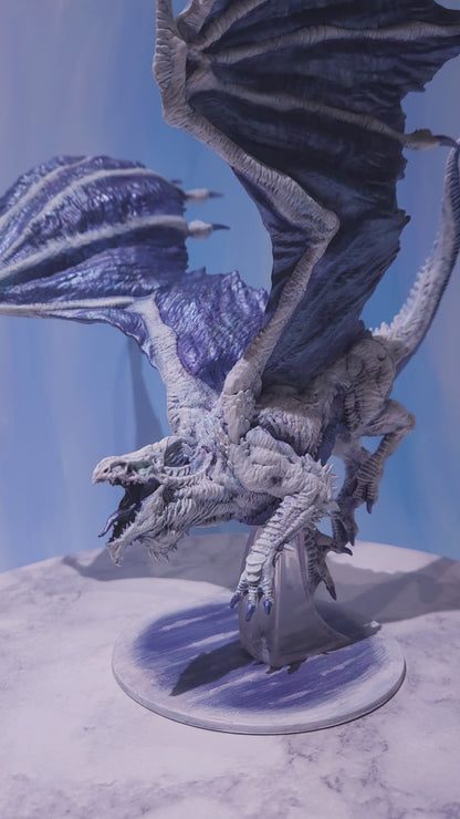 Adult White Dragon Miniature: Dnd, D&D, TTRPG Artist Painted Monster Model
