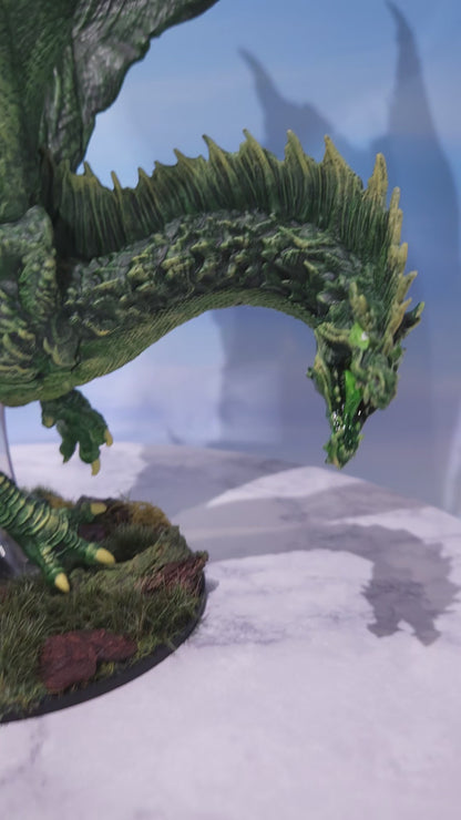 Adult Green Dragon Miniature: Dnd, D&D, TTRPG Artist Painted Monster Model