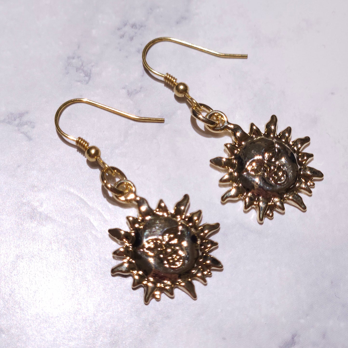 Gold Sun Charm Earrings | Whimical Celestial Witchy Jewelry | Rose and Shadow