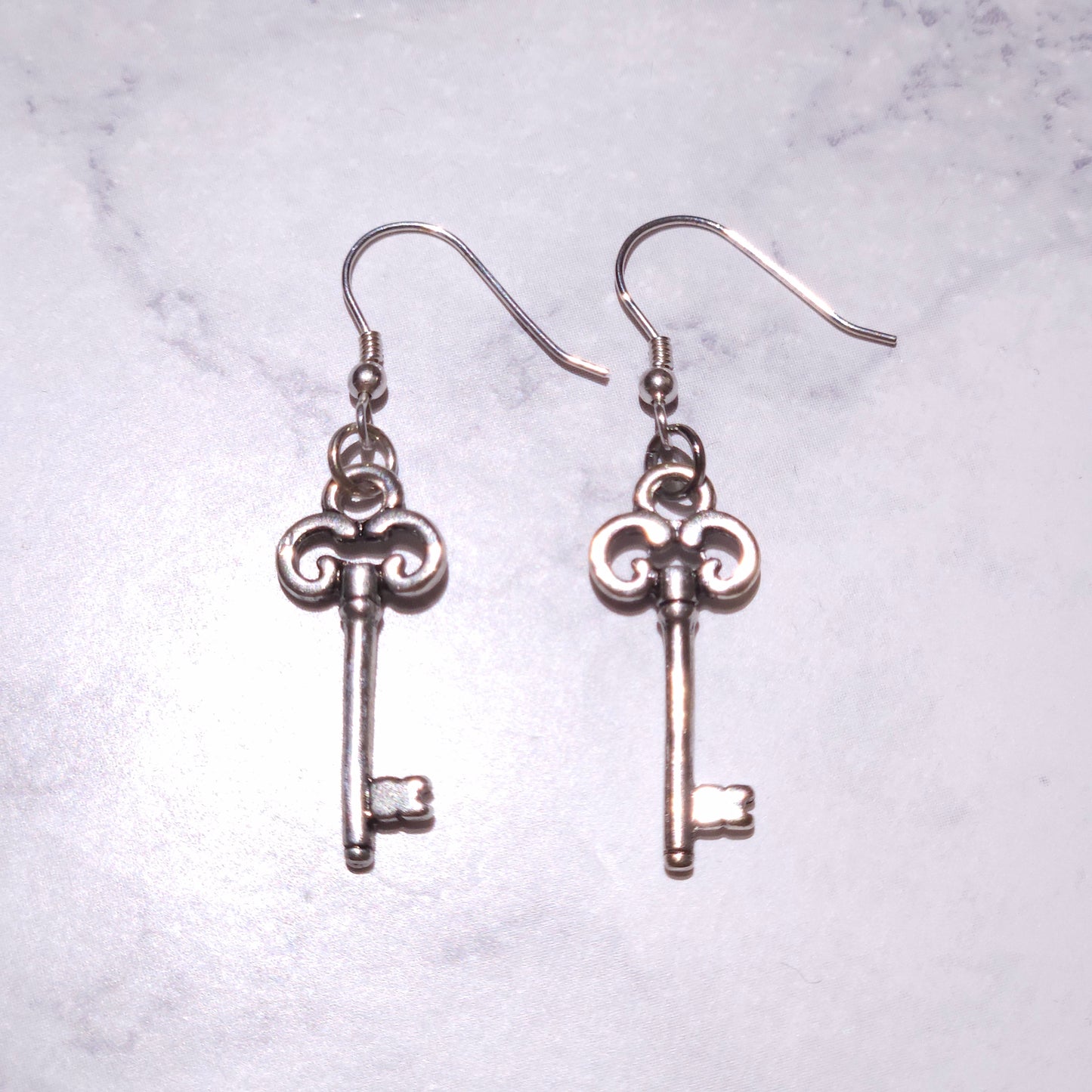 Silver Key Charm Earrings | Witchy Hecate Occult Jewelry | Rose and Shadow