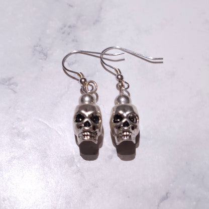 Silver Skull Charm Earrings | Witchy Occult Jewelry | Rose and Shadow