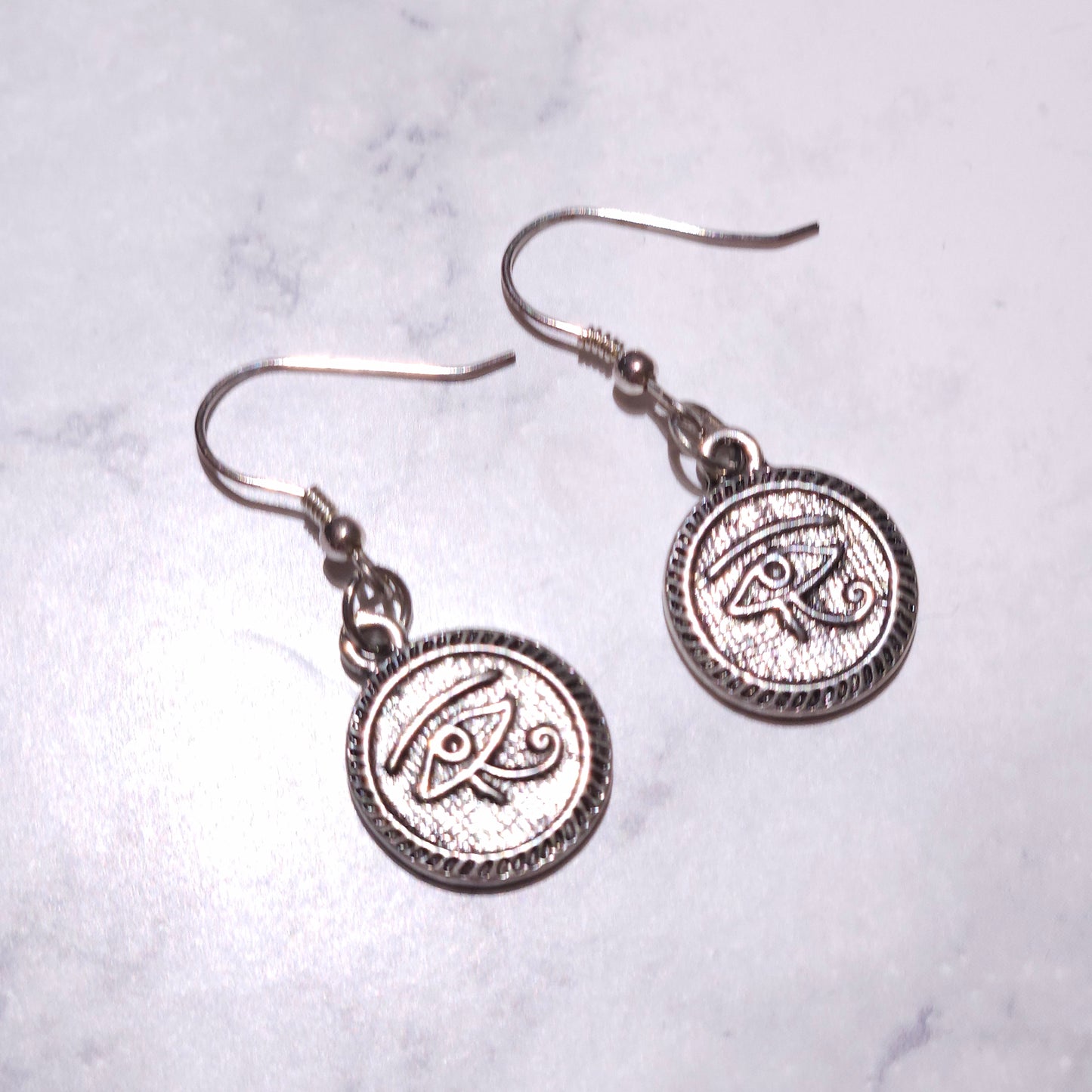 Silver Eye of Horus Charm Earrings | Witchy Occult Jewelry | Rose and Shadow
