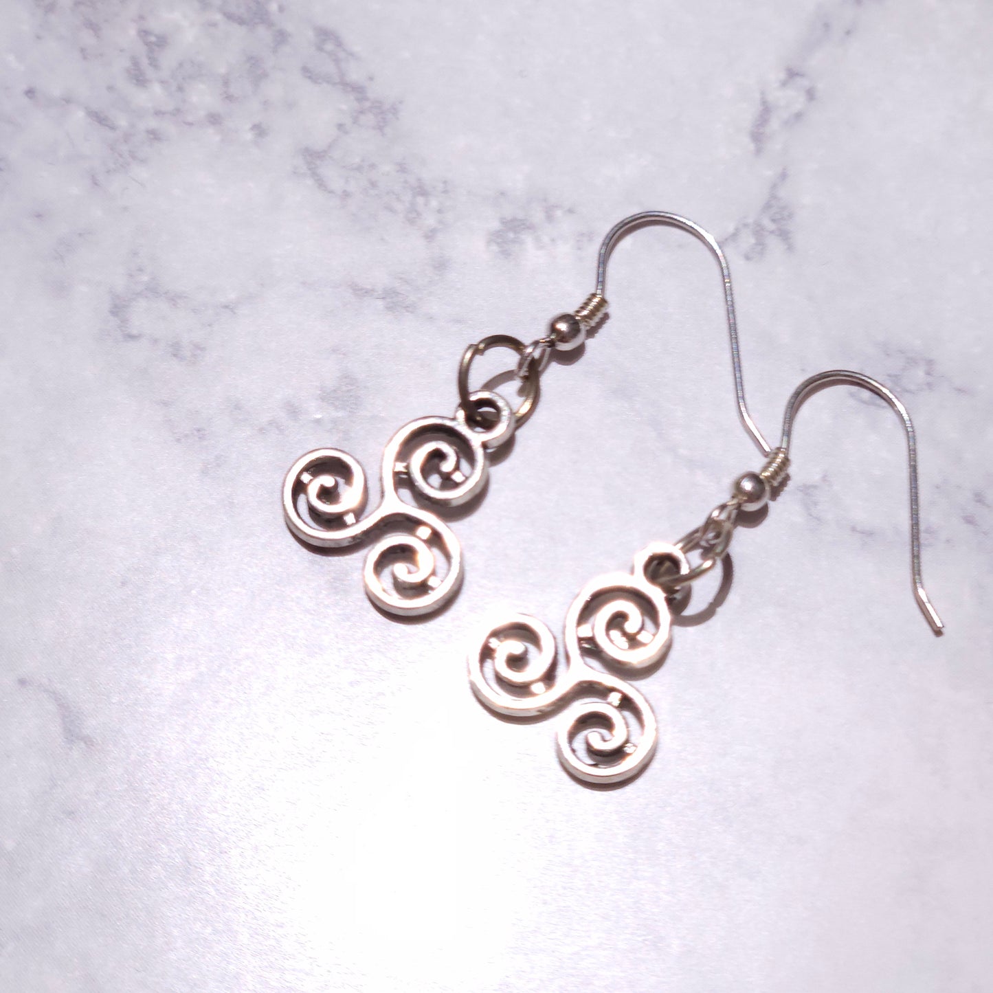 Silver Triskele Charm Earrings | Witchy Occult Jewelry | Rose and Shadow