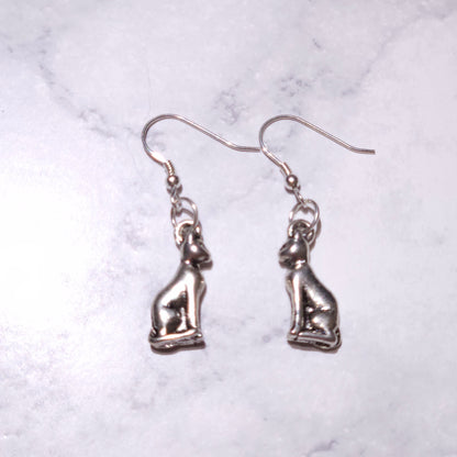 Silver Cat Charm Earrings | Witchy Occult Jewelry | Rose and Shadow