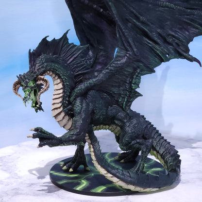 Adult Black Dragon Painted Miniature (D&D) | - Rose and Shadow