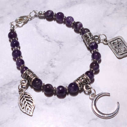 Witchy Charm Bracelet with Amethyst Gemstone | Rose and Shadow
