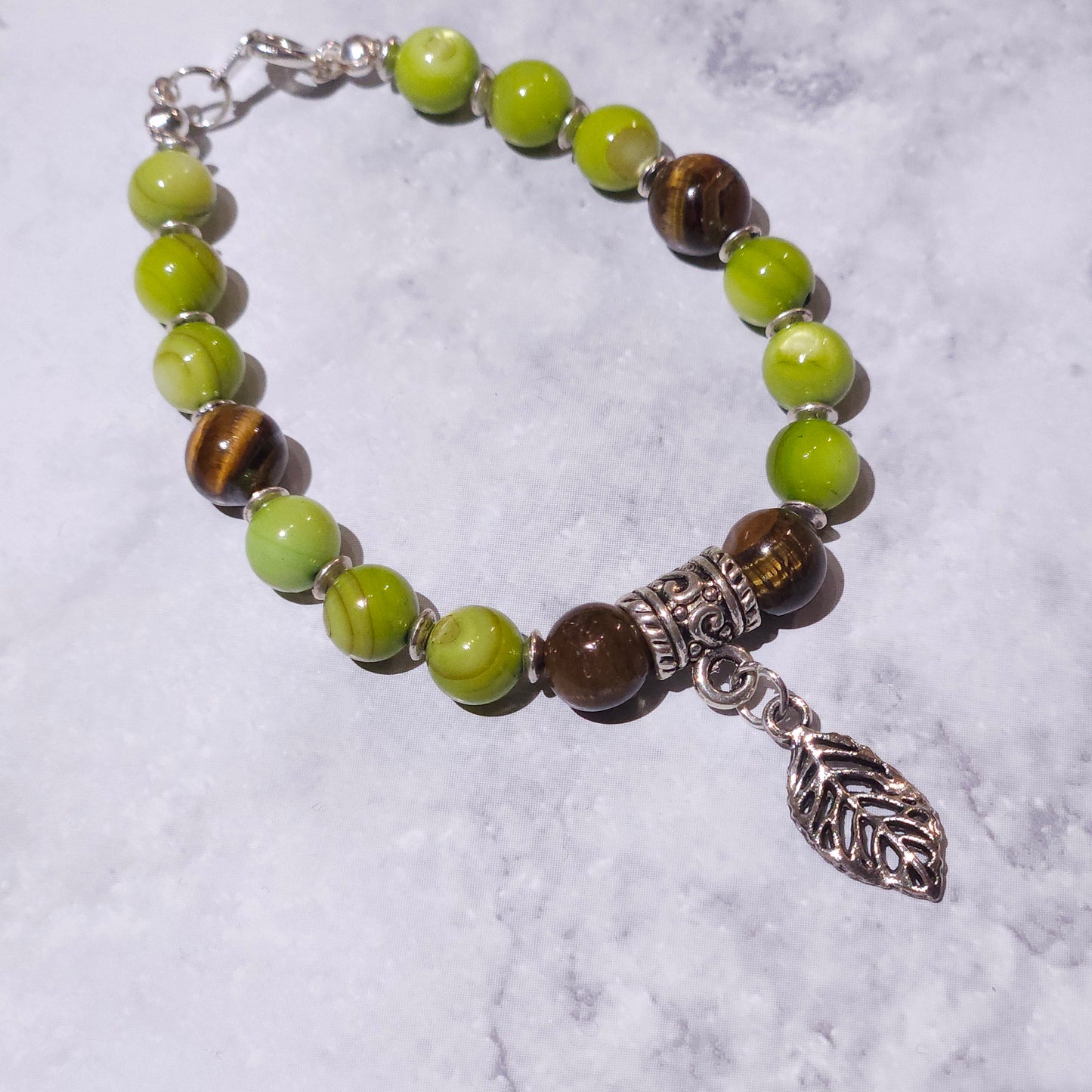 Whimsical Forest Charm Bracelet with Natural Tiger's Eye Gemstone | Rose and Shadow