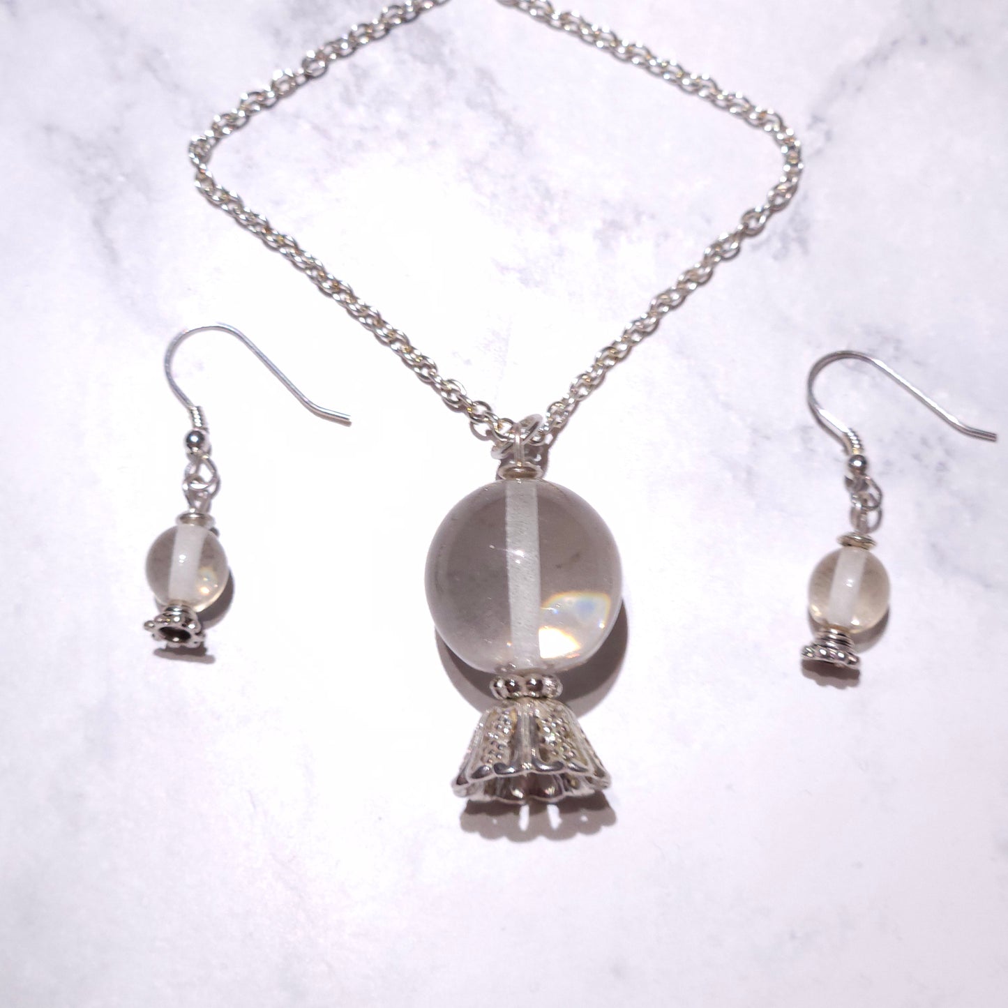Fortune Teller Crystal Ball Necklace & Earrings Set | Witchy Pagan Jewelry