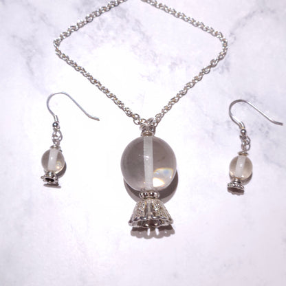 Fortune Teller Crystal Ball Necklace & Earrings Set | Witchy Pagan Jewelry
