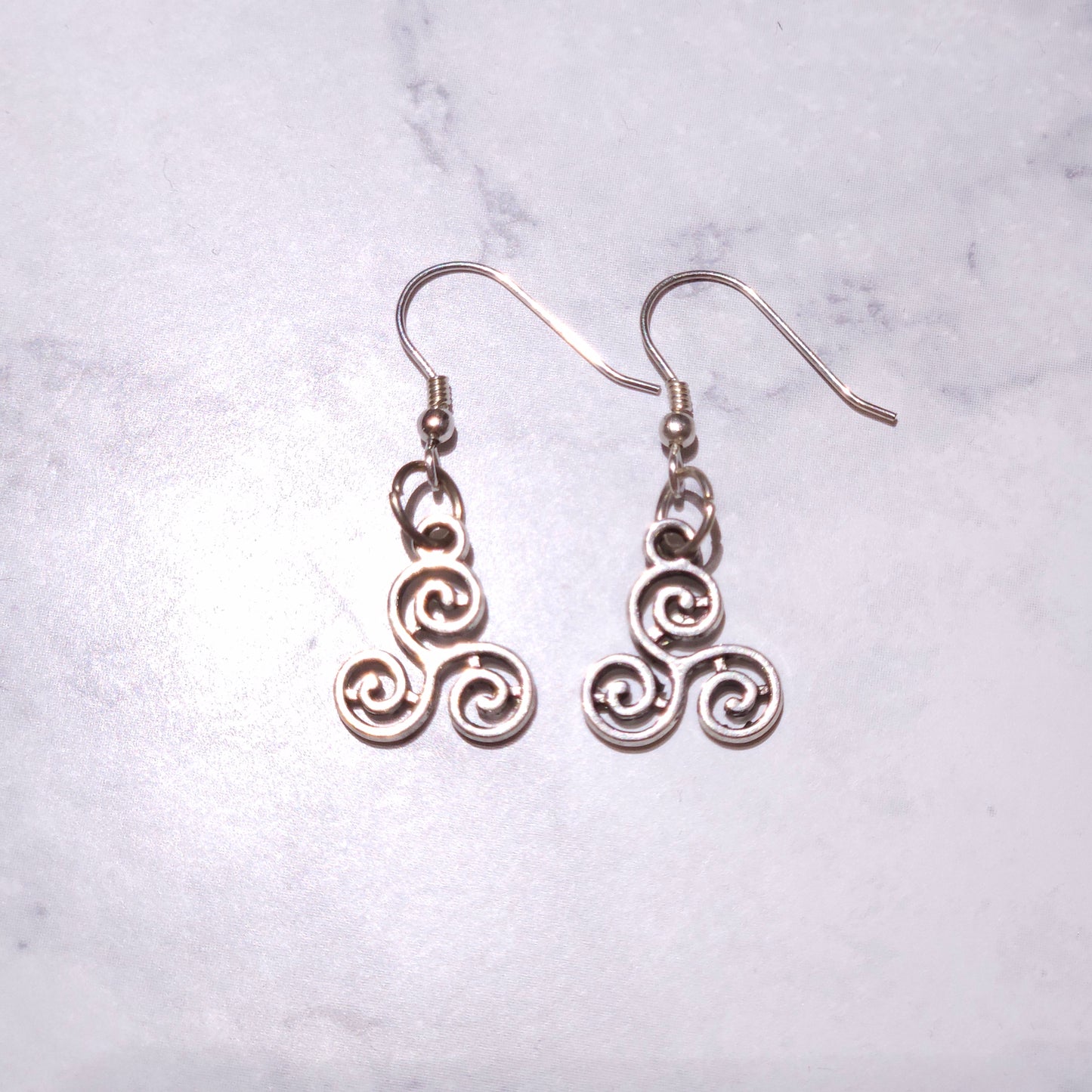 Silver Triskele Charm Earrings | Witchy Occult Jewelry | Rose and Shadow