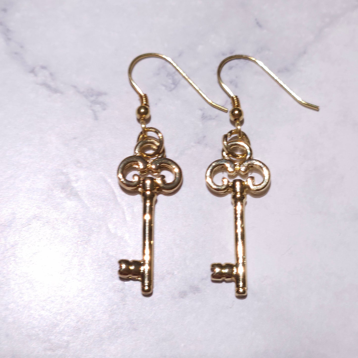 Gold Key Charm Earrings | Witchy Hecate Pagan Occult Jewelry | Rose and Shadow