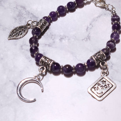 Witchy Charm Bracelet with Amethyst Gemstone | Rose and Shadow