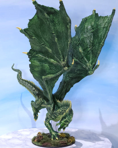 Adult Green Dragon Miniature: Dnd, D&D, TTRPG Artist Painted Monster Model