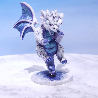 Baby White Dragon Miniature: Dnd, D&D, TTRPG Artist Painted Monster Model