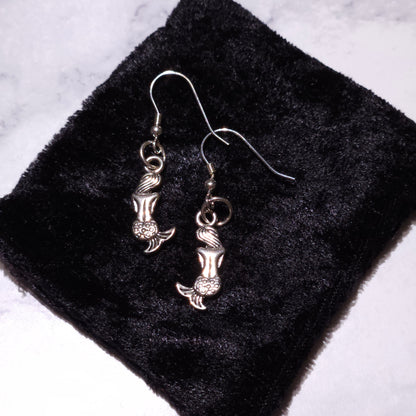 Silver Mermaid Charm Earrings | Witchy Occult Jewelry | Rose and Shadow