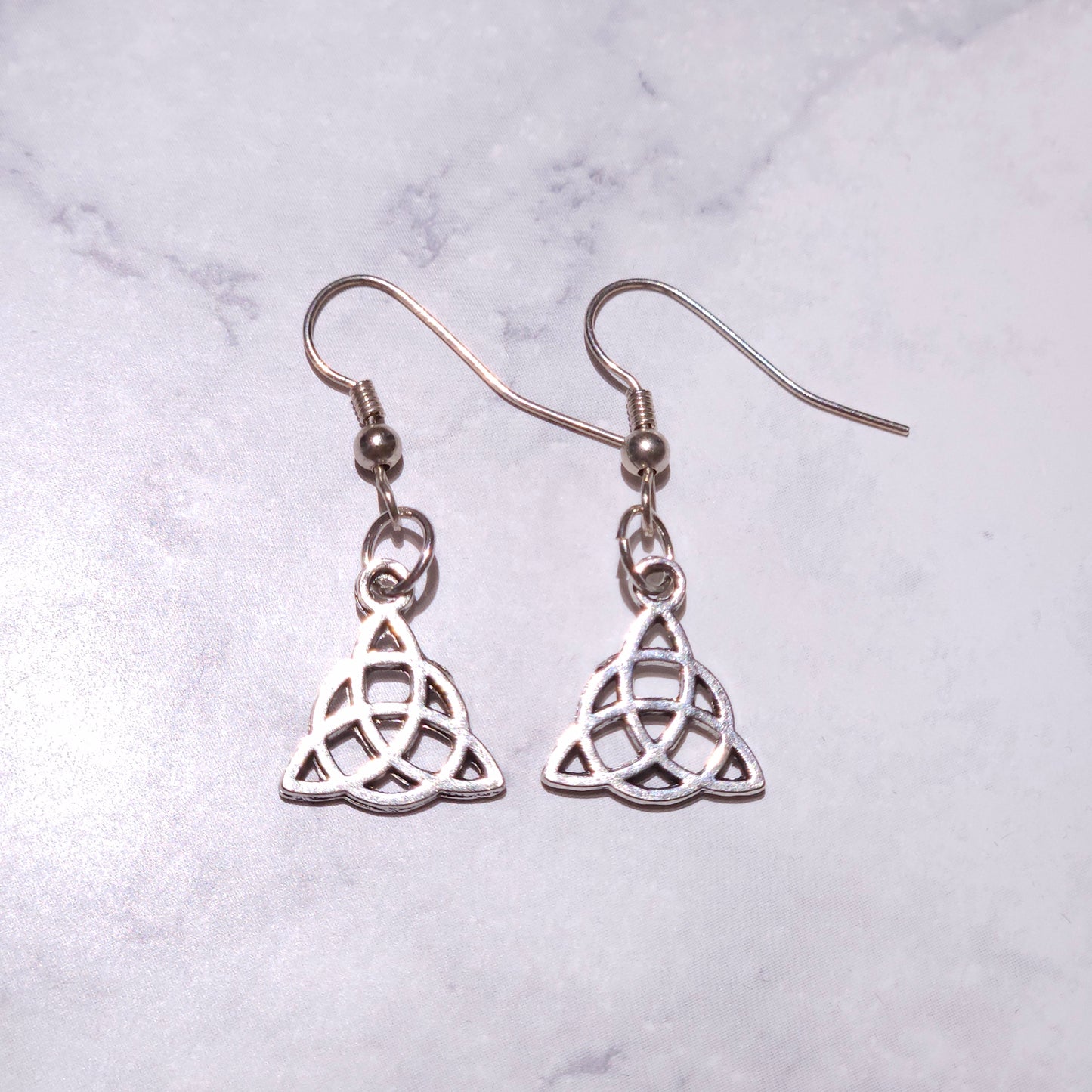 Silver Triquetra Charm Earrings | Witchy Occult Jewelry | Rose and Shadow