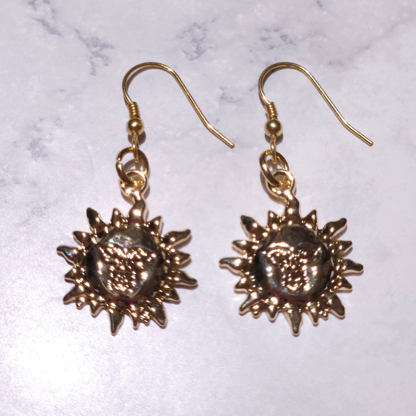 Gold Sun Charm Earrings | Whimical Celestial Witchy Jewelry | Rose and Shadow