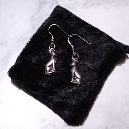 Silver Cat Charm Earrings | Witchy Occult Jewelry | Rose and Shadow