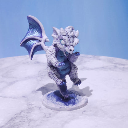 Baby White Dragon Miniature: Dnd, D&D, TTRPG Artist Painted Monster Model