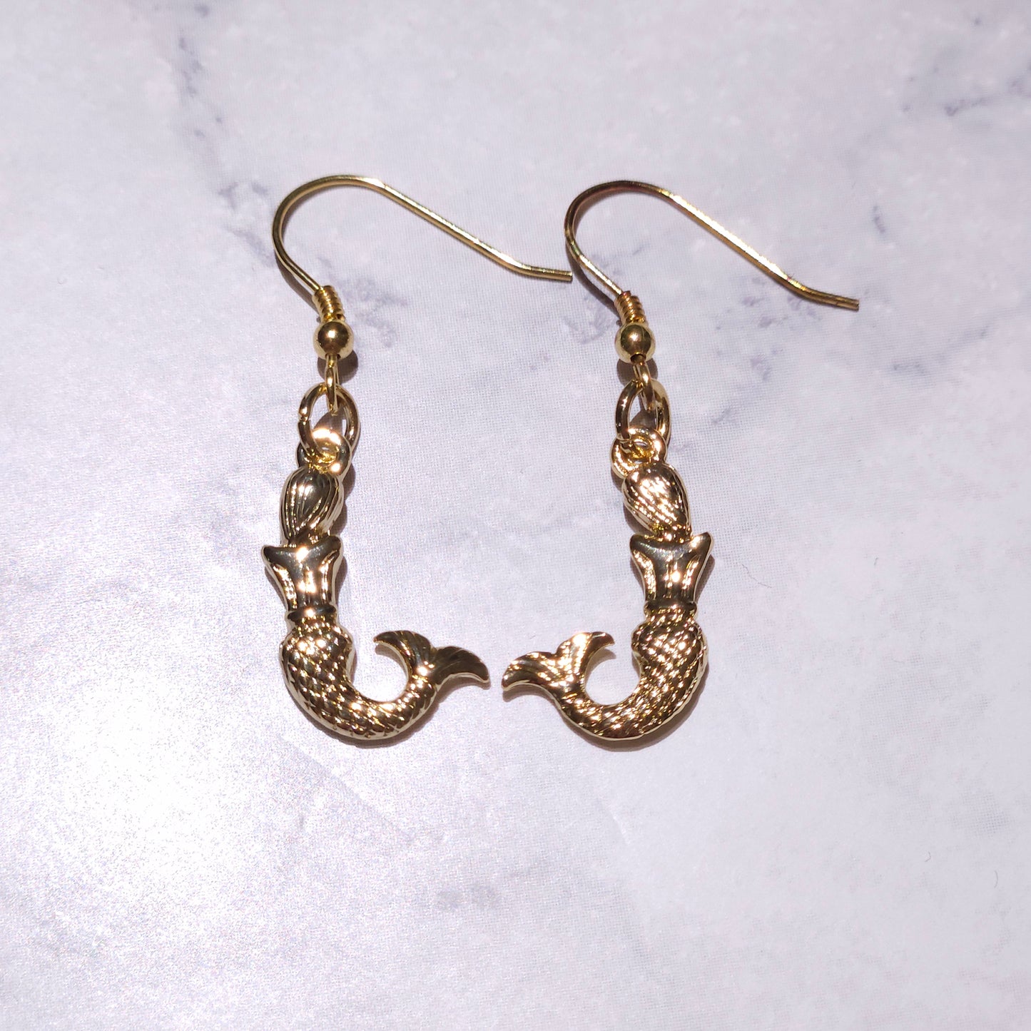 Gold Mermaid Charm Earrings | Witchy Siren Occult Jewelry | Rose and Shadow