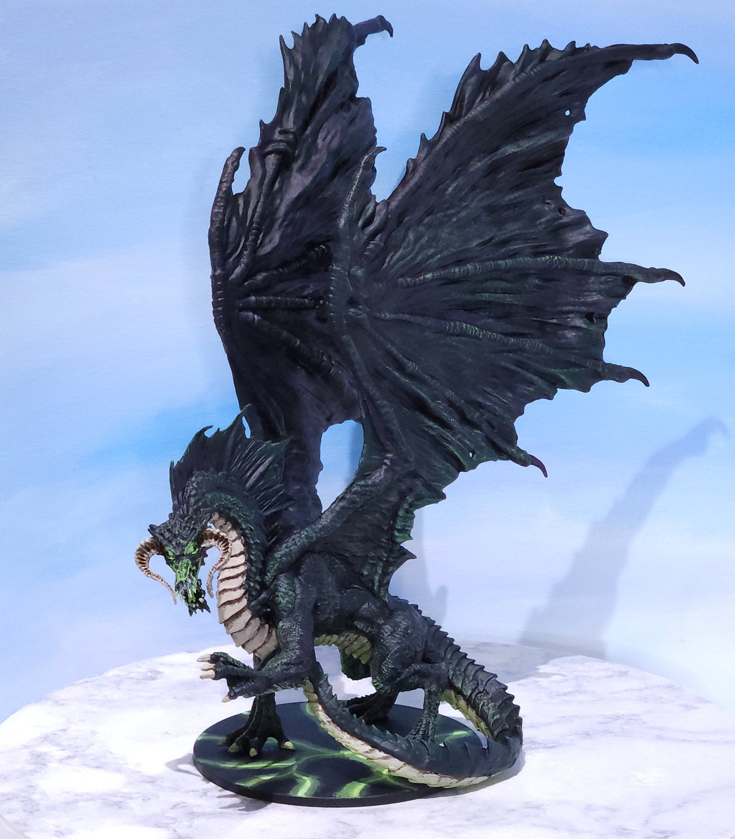 Adult Black Dragon Painted Miniature (D&D) | - Rose and Shadow