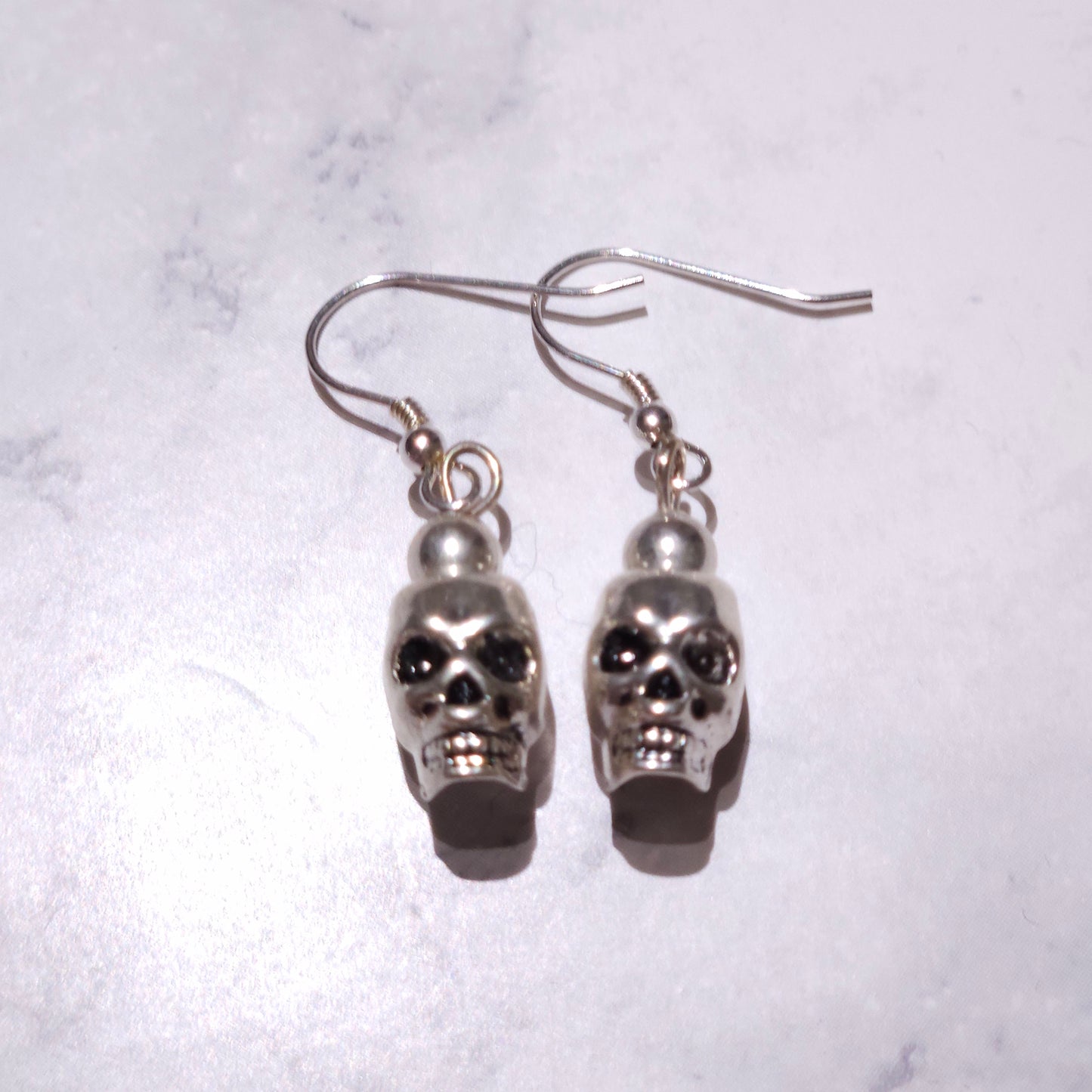 Silver Skull Charm Earrings | Witchy Occult Jewelry | Rose and Shadow