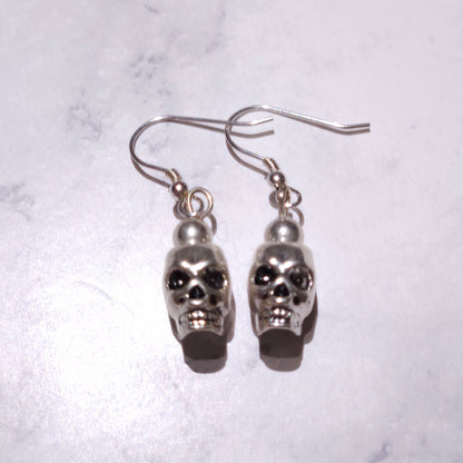 Silver Skull Charm Earrings | Witchy Occult Jewelry | Rose and Shadow