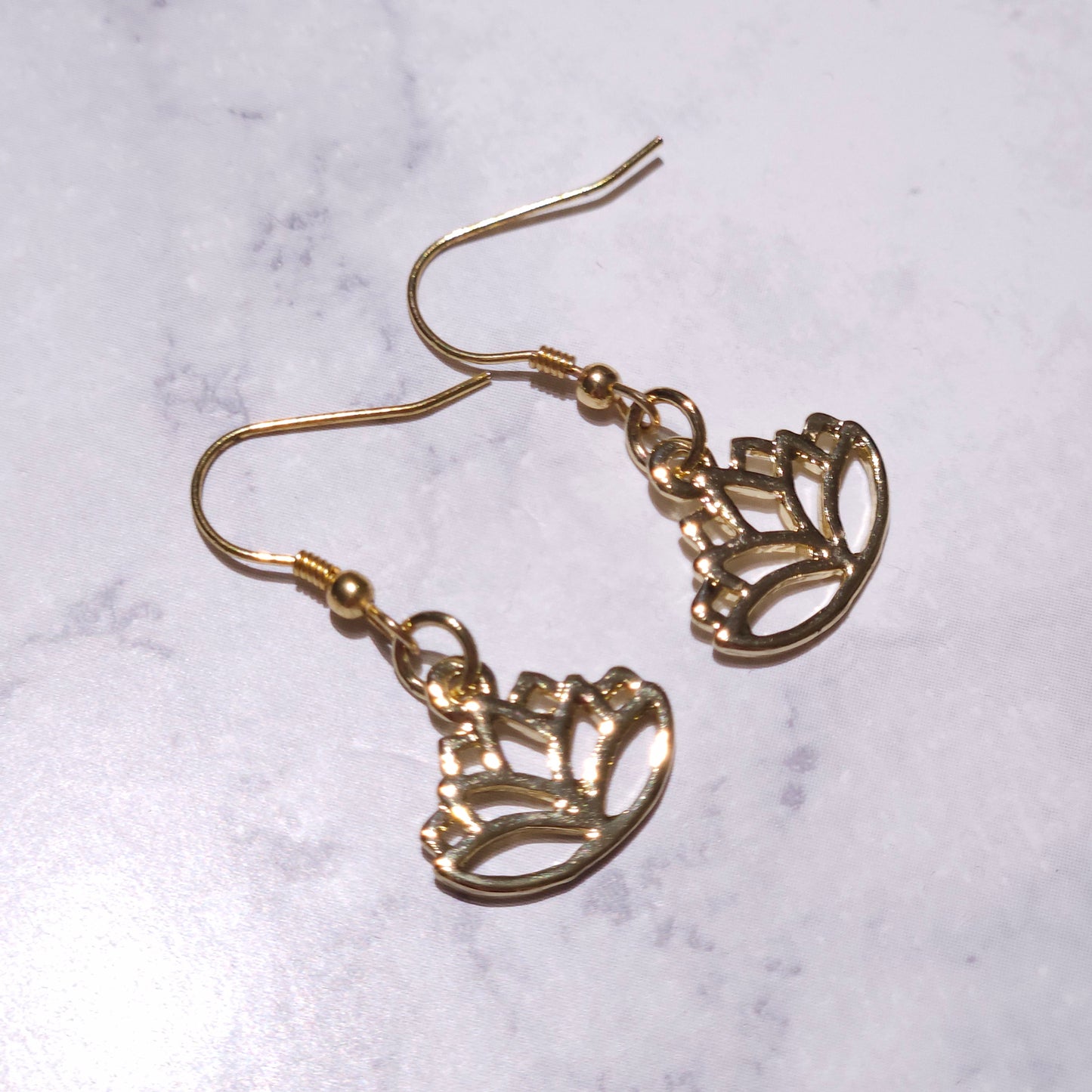Gold Lotus Charm Earrings | Witchy Mystical Occult Jewelry | Rose and Shadow