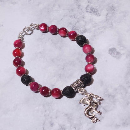 Fire Dragon Lava Stone Charm Bracelet | Rose and Shadow