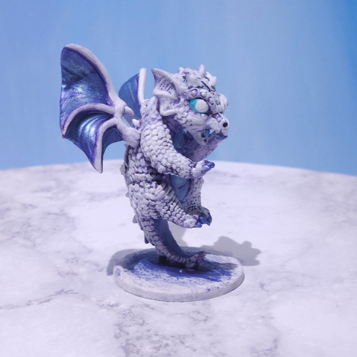 Baby White Dragon Miniature: Dnd, D&D, TTRPG Artist Painted Monster Model