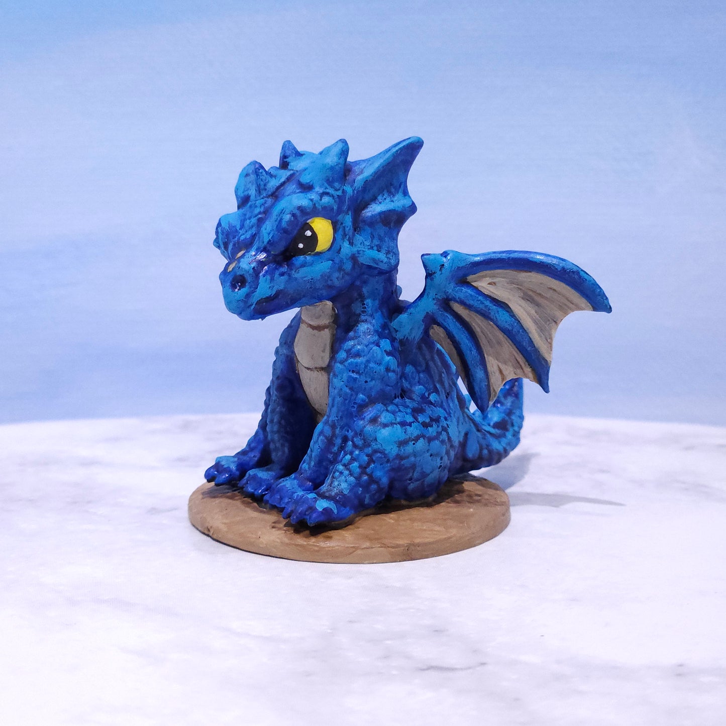 Baby Blue Dragon Miniature: Dnd, D&D, TTRPG Artist Painted Monster Model