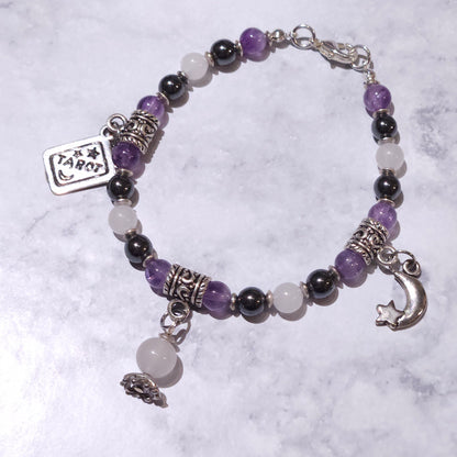 Fortune Teller Charm Bracelet with Amethyst Gemstone | Rose and Shadow