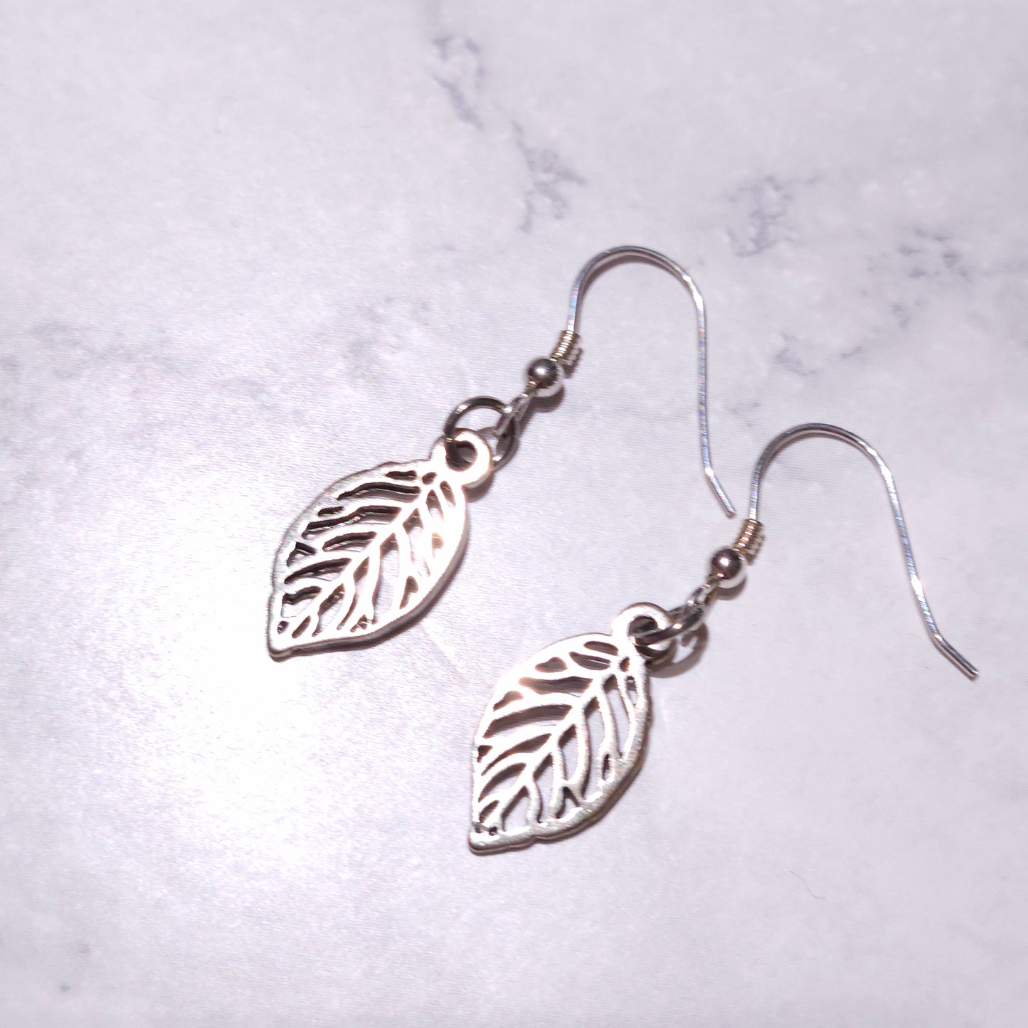 Silver Leaf Charm Earrings | Witchy Occult Jewelry | Rose and Shadow